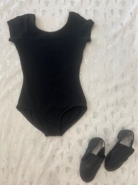Capezio Leotard 3T-4T + Bloch Jazz Shoes Size 8 | Barely Worn Dance Bundle